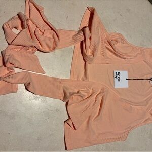by the way. Peach Ribbed Crop Top